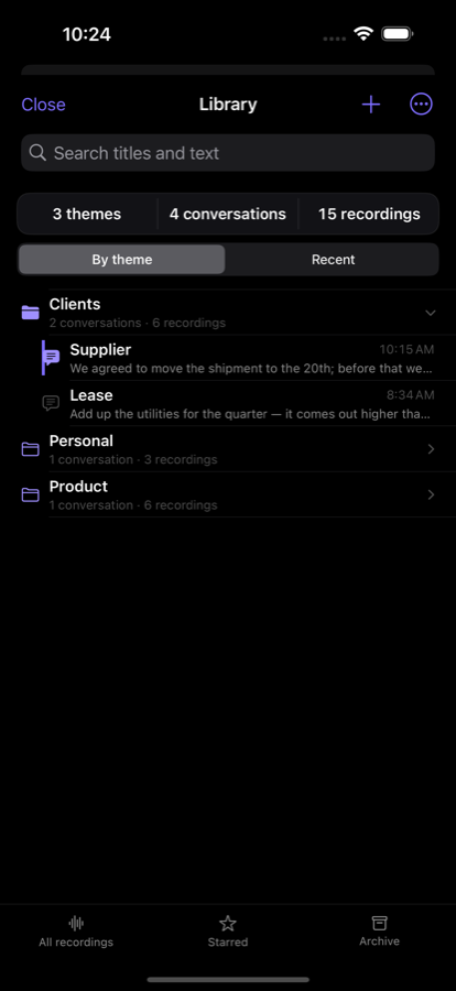 Recordings filed by topic